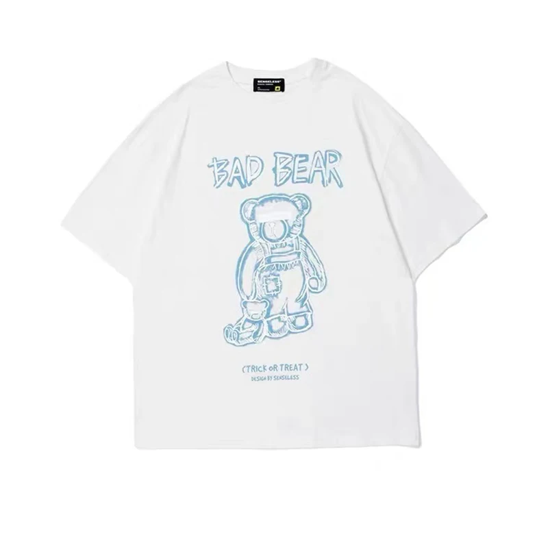 

Men T-shirt Oversized T Shirt Summer High Street Round Neck Comfortable T Shirt 100% Cotton Cartoon T-shirt Streetwear