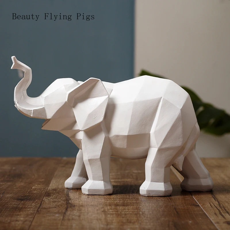 

Direct sales modern black and white elephant ornaments creative model home decoration geometric origami like animal furnishings