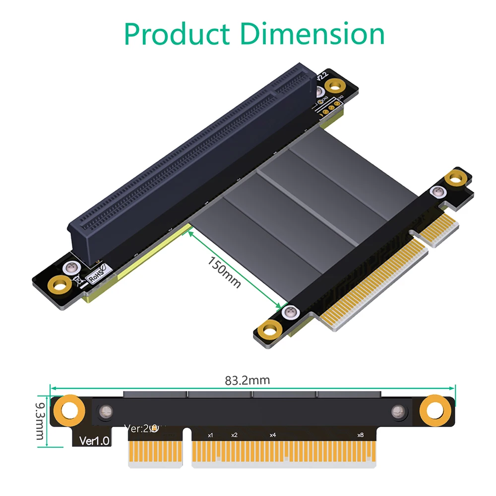Riser PCIE PCI Express x8 к x16 штыревой гнезду видеокарта E удлинитель PCIE3.0 16x ленточный