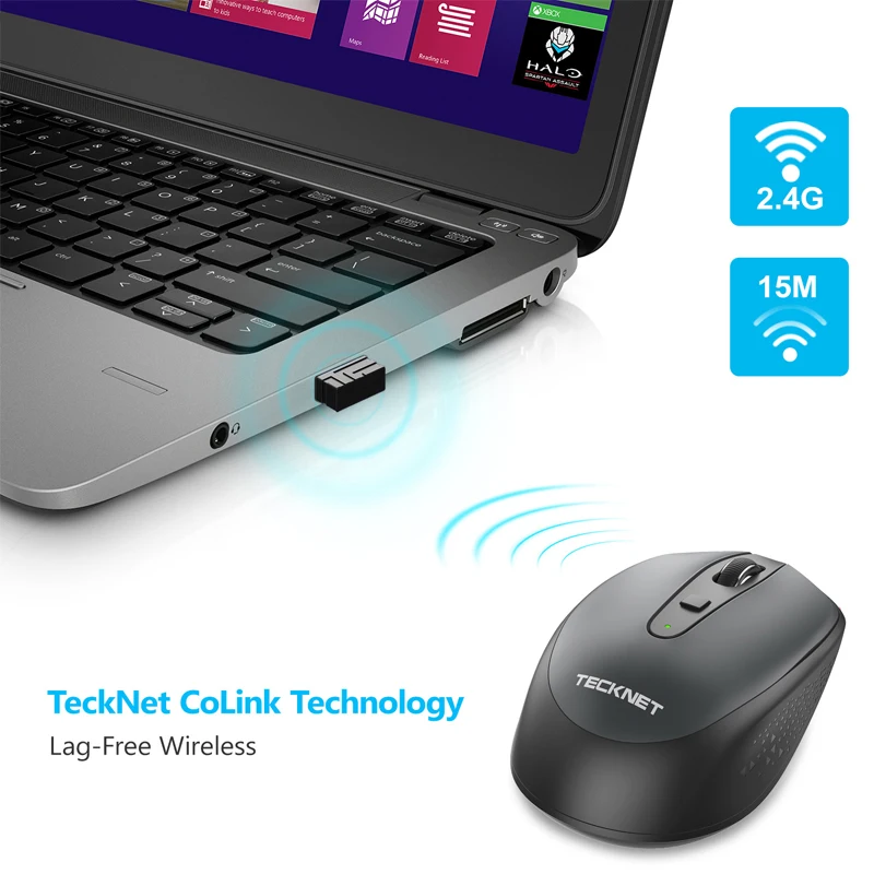 TeckNet компьютерная мини мышь USB Беспроводная 2 4 ГГц 2000 DPI беспроводная кнопки