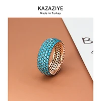 turkey kazaziye imported 925 silver ring female ins special interest design turquoise ring rose gold