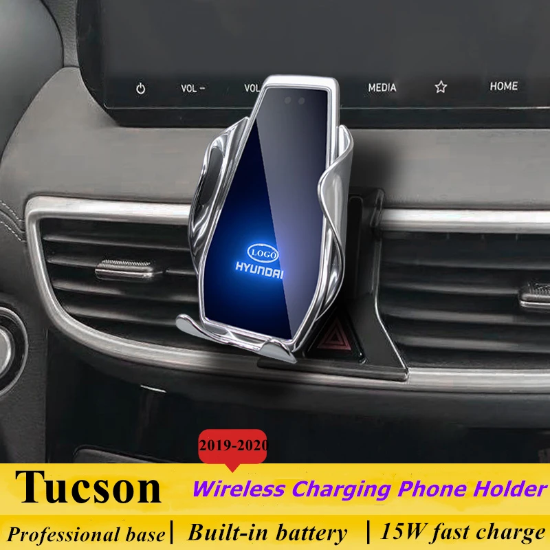 

Автомобильный держатель для телефона для Hyundai Tucson 2019 2020, беспроводное зарядное устройство с вентиляционным отверстием, вращающийся на 360 гр...