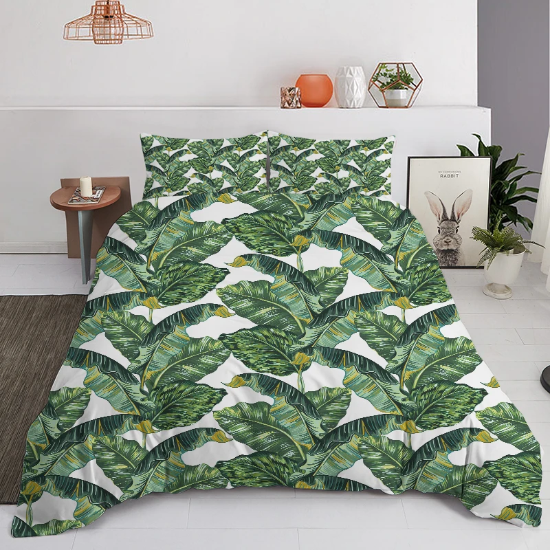 

Nordic Leaf Bedding Set Duvet Cover Pillowcase Green Quilt Cover Single Double Queen King Twin 220x240 200x200