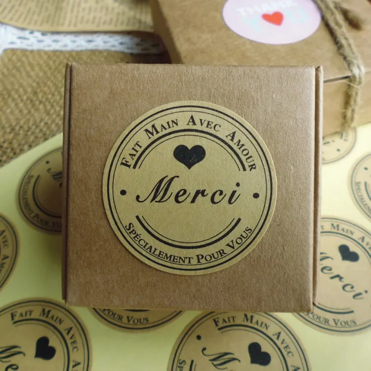 120 шт./упак. крафт Бумага круглой формы в форме сердца пекарня запечатывания