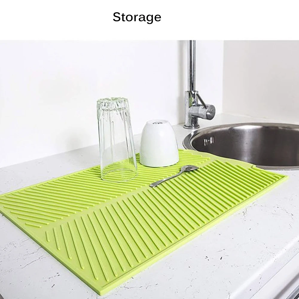 

Hot Sale Silicone Drain Pad Kitchen Dish Drying Mat Multi-Function Coaster Resistant Pad Silicone Drying Mat