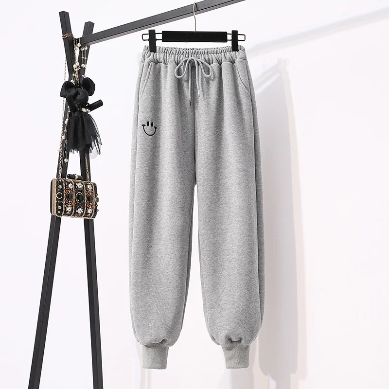 

Повседневные спортивные брюки для женщин на осень и зиму с флисовой подкладкой утепленные свободные с высокой талией в стиле Харадзюку вып...