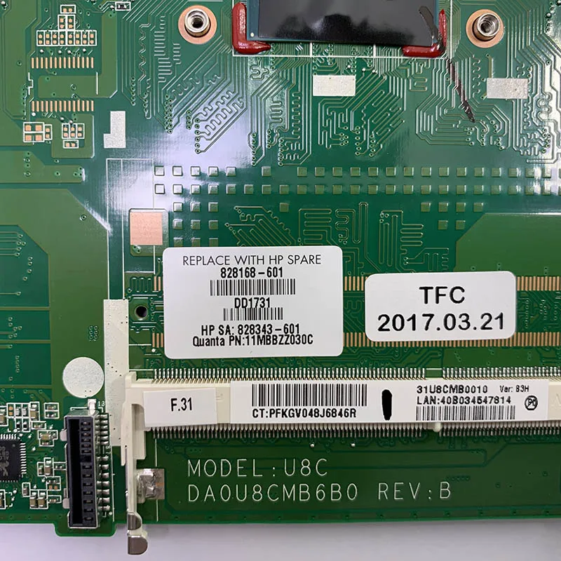 Материнская плата SHELI для ноутбука HP 15-F U8C 828168-601 828343-601 материнская DA0U8CMB6B0 rev b N3050