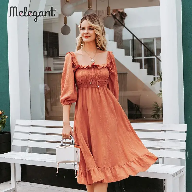 Элегантные Осенние 2019 Вечерние платья из кирпича женские оборки элегантное