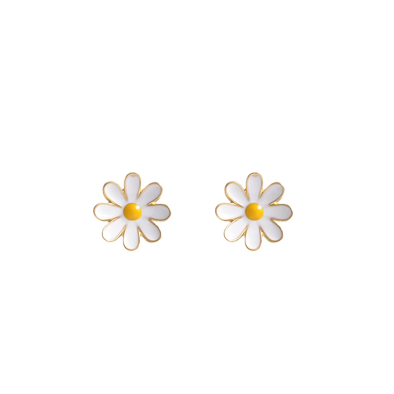

Korean Temperament Cyber Celebrity Style Fresh Flowers Daisies Ear Studs Ear Clip Petite Earrings Female 2020 New Fashion