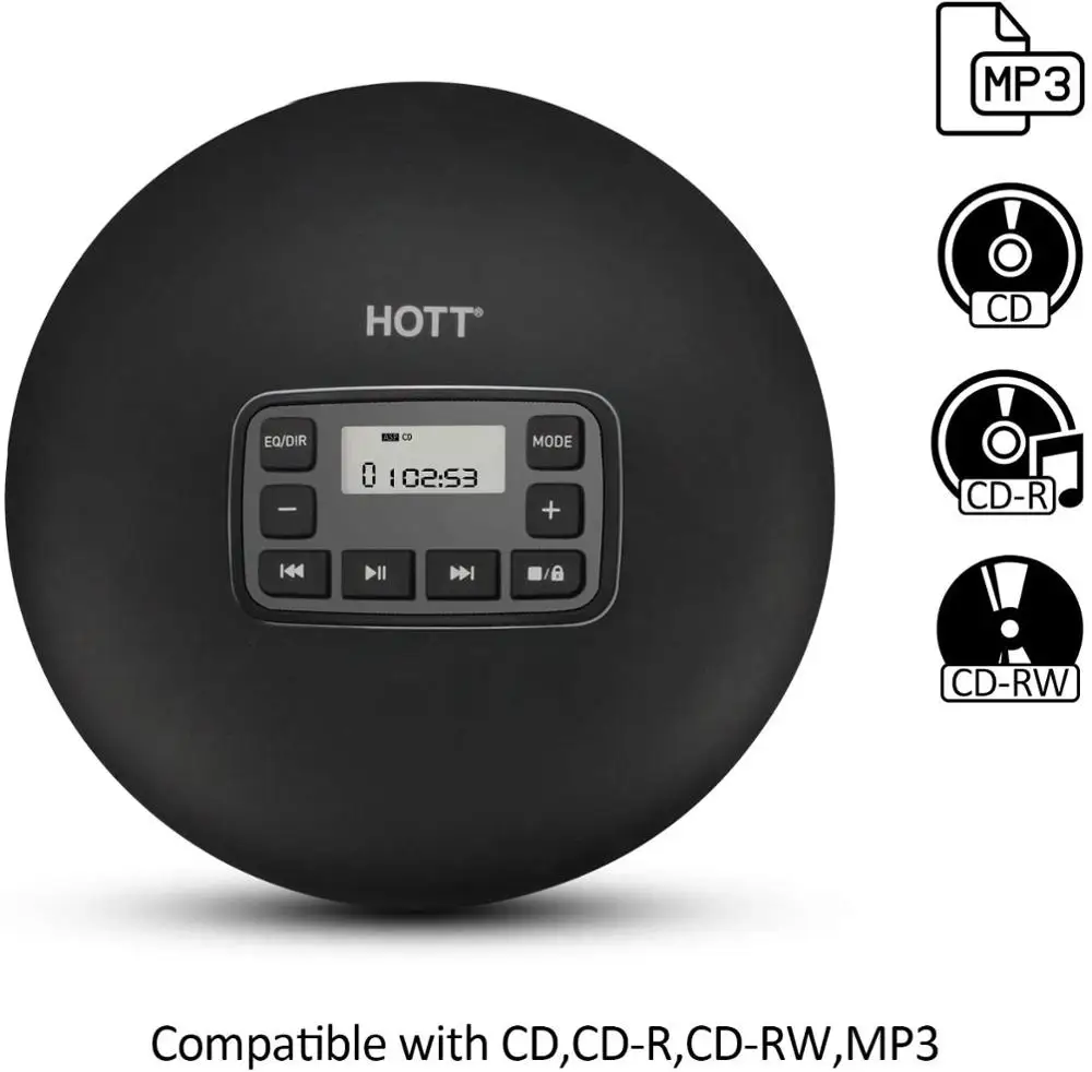 Портативный CD-плеер HOTT CD 204 с ЖК-дисплеем музыкальный проигрыватель защитой от