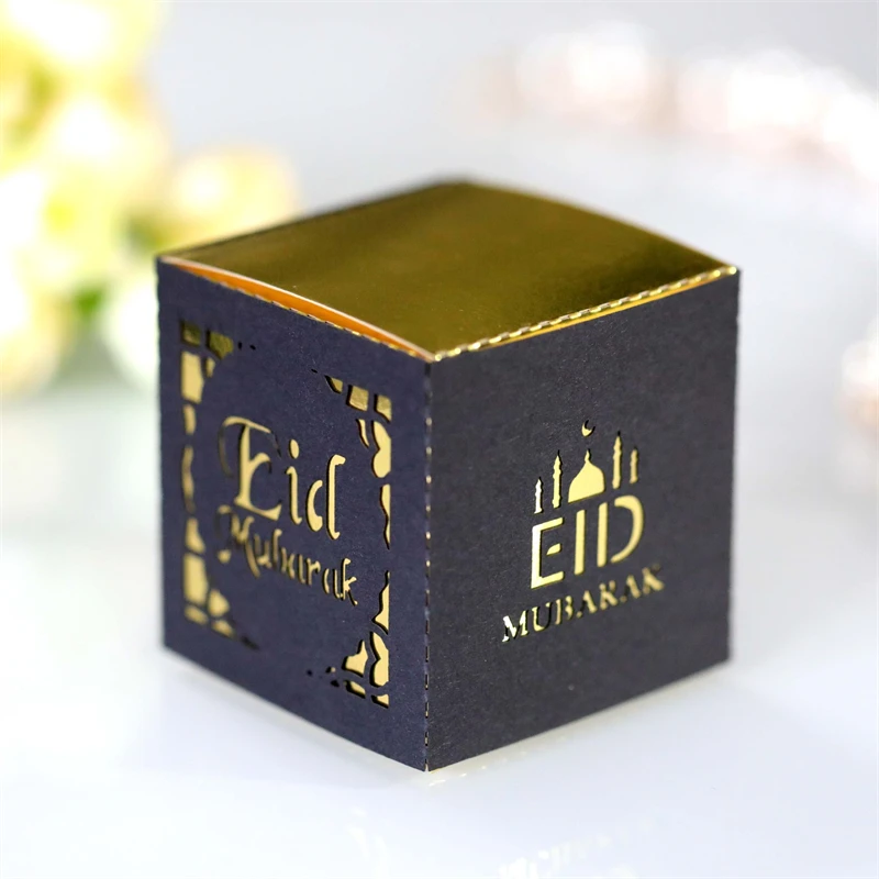 

10pcs Candy Box for Ramadan Decoration Eid Mubarak Laser Cut Gift Box DIY Ramadan Party Muslim Event Party Favors Decorations