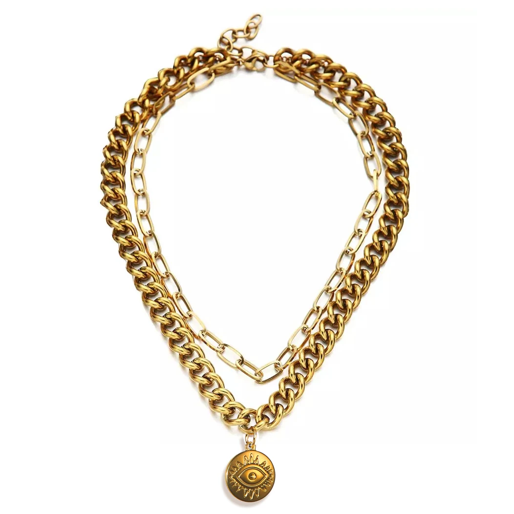 

Ожерелье-чокер многослойное из нержавеющей стали с подвеской «злые глаза»