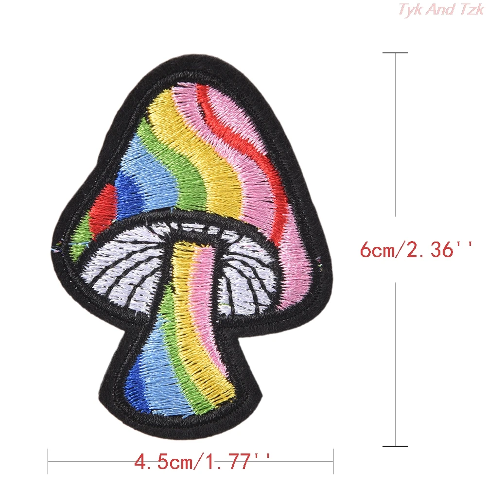 

2pcs/lot Mushroom Retro 70's Hippie Love Peace Weed Iron-On Patch Fabric Sewing On Applique For Jacket Clothes Badge DIY Apparel