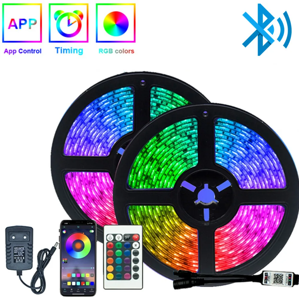

LED Light Strips Bluetooth phone Controller Flexible RGB 2835 EU Decoration BackLight Not waterproof Luminous String For Bedroom