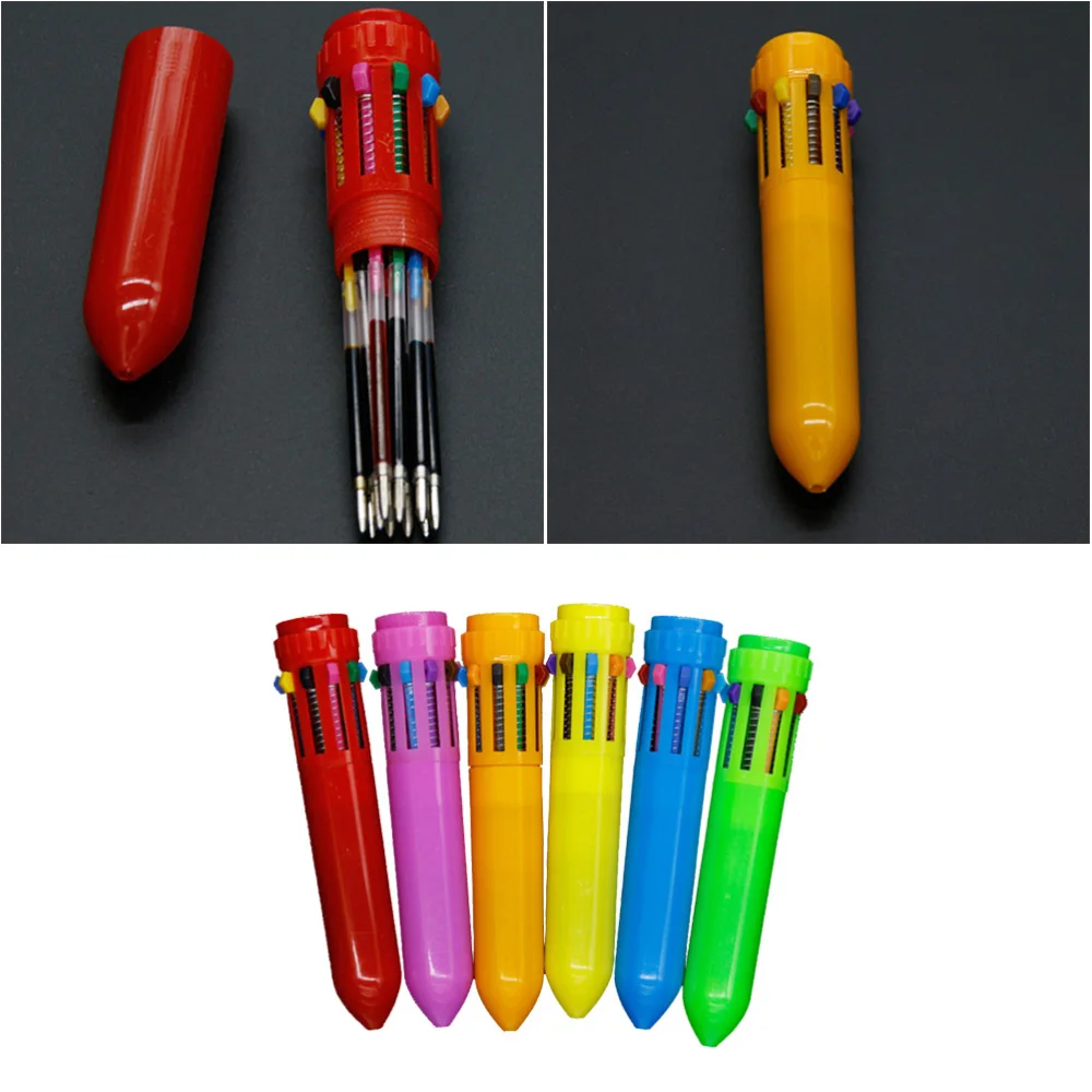 

12pcs 10 in 1 Retractable Roller Pens Ballpoint Pen School Office Stationery Supply (Assorted Colors)
