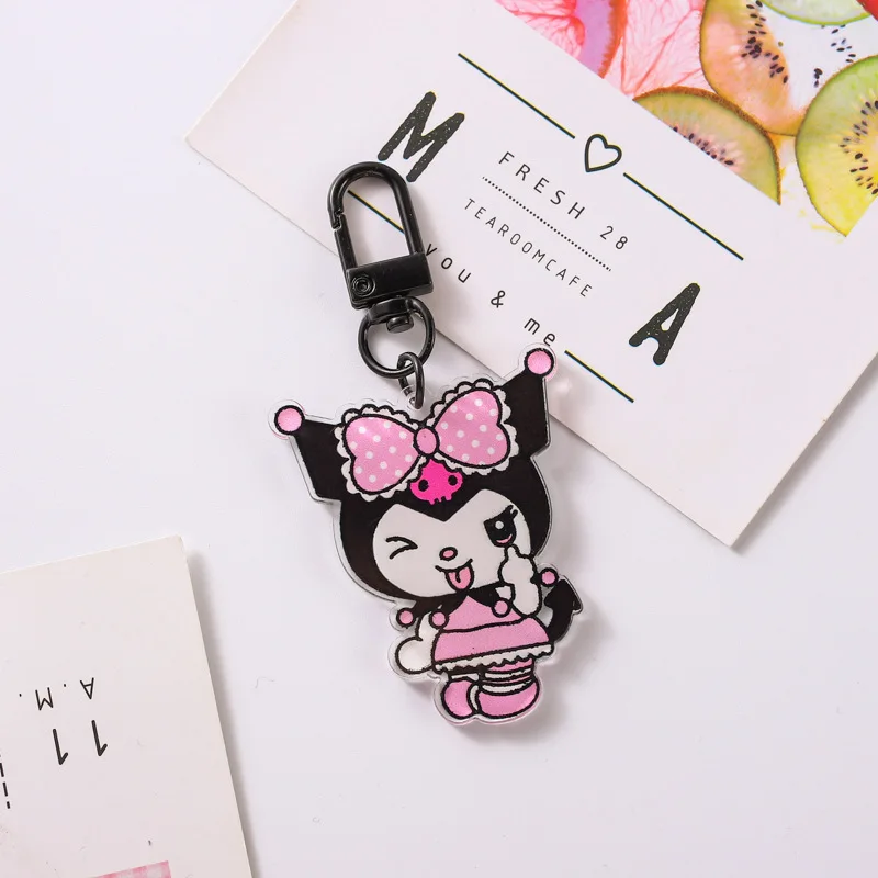 

Cute Cartoon Kuromi Acrylic Keychain Creative Headset Keychains Children Classic Satchel Pendant Fashion Gift Keyring Hot Sale