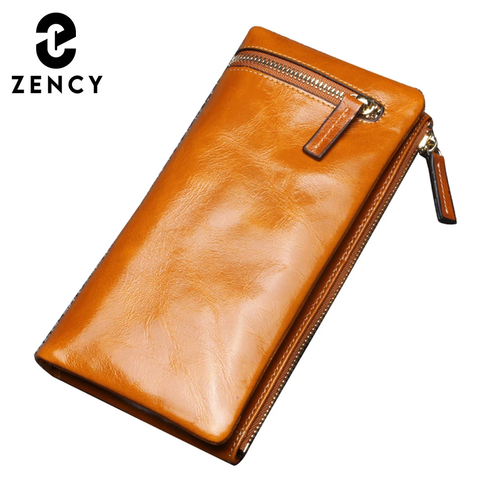 

Zency Модные женские кошельки из натуральной кожи, большой объем, портмоне, визитницы, высокое качество, Длинный кошелек, черный, синий