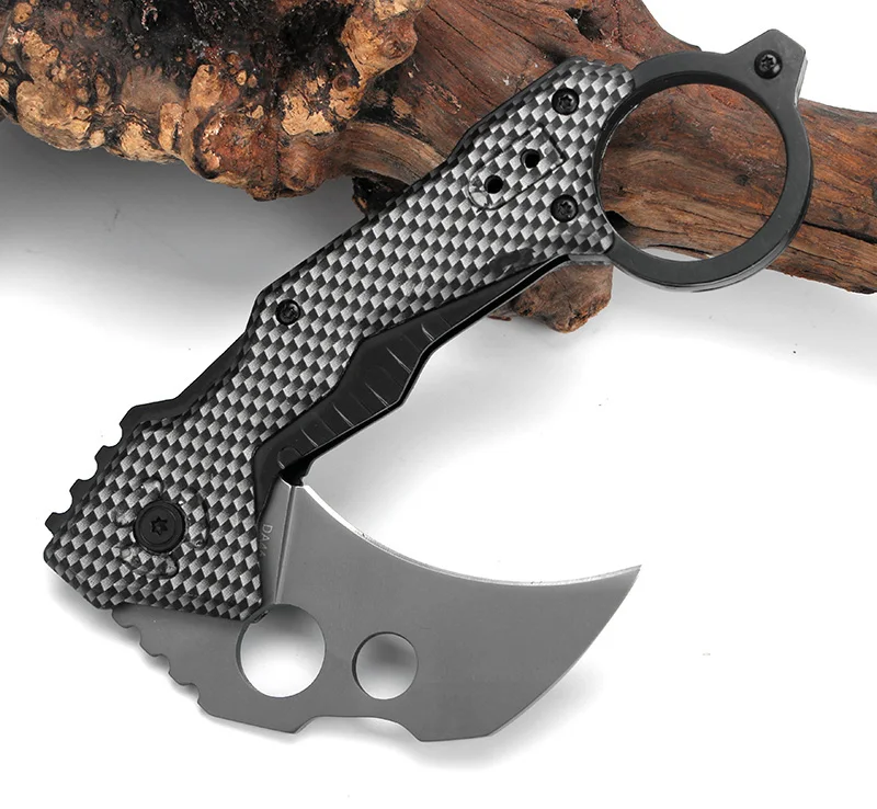 

KKWOLF DA46 folding pocket karambit 440C Outdoor camping survival hunting knife Gray titanium EDC portable tactical rescue tools