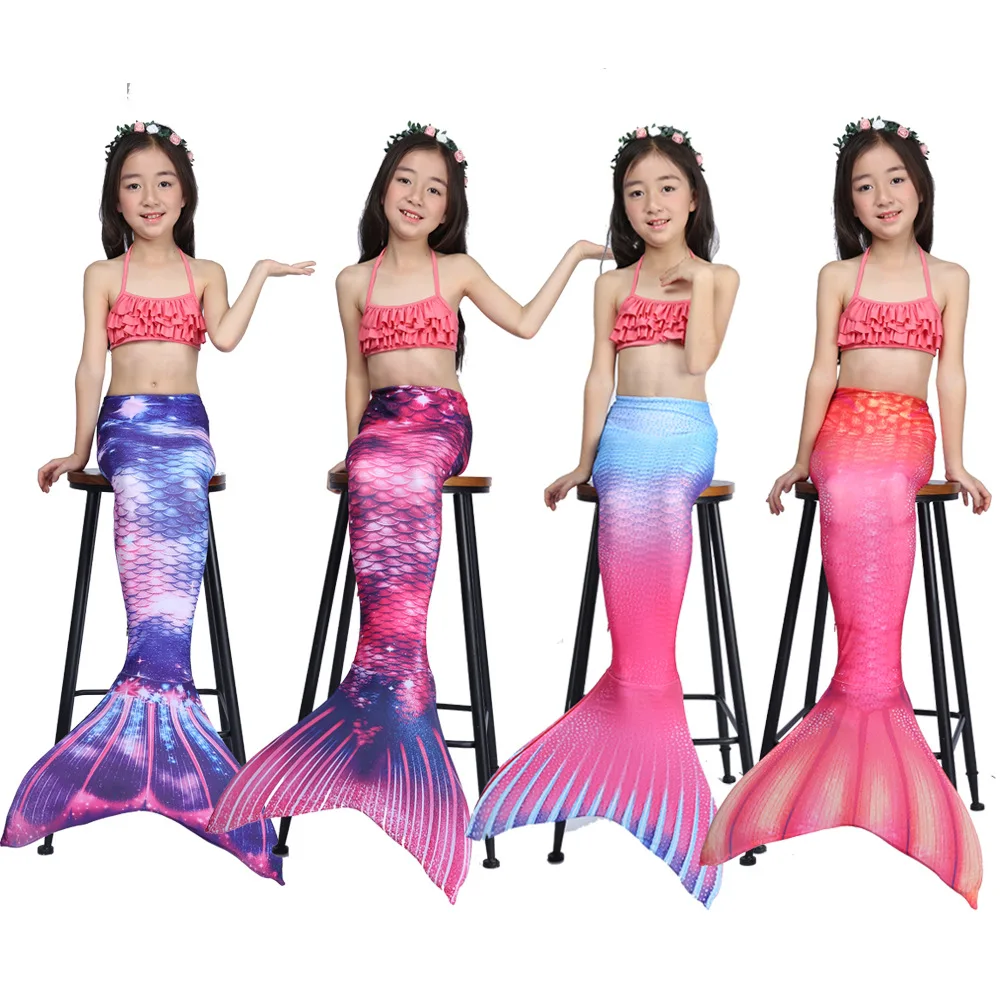 Хвосты русалки для плавания взрослых детей маскарадный костюм купальник с