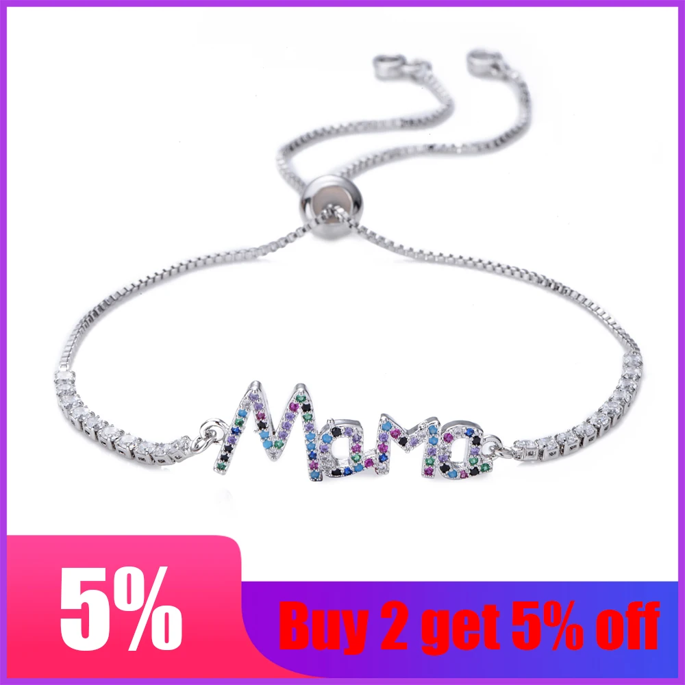 Женский модный браслет с подвеской в виде матери из радужного золота