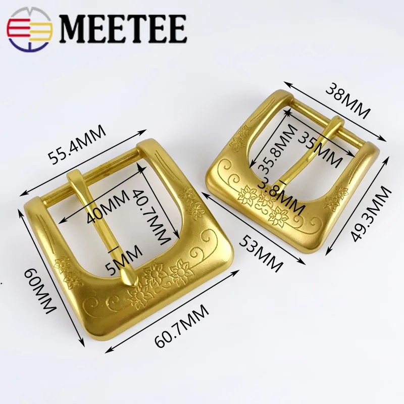 Meetee Solid Brass Metal Belt Buckle Men Women Belt Head for Belt Metal Pin Buckles DIY Leather Craft Jeans Accessories