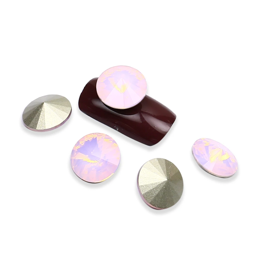 С украшением в виде кристаллов стеклянные риволи розовый опал свободные круглый