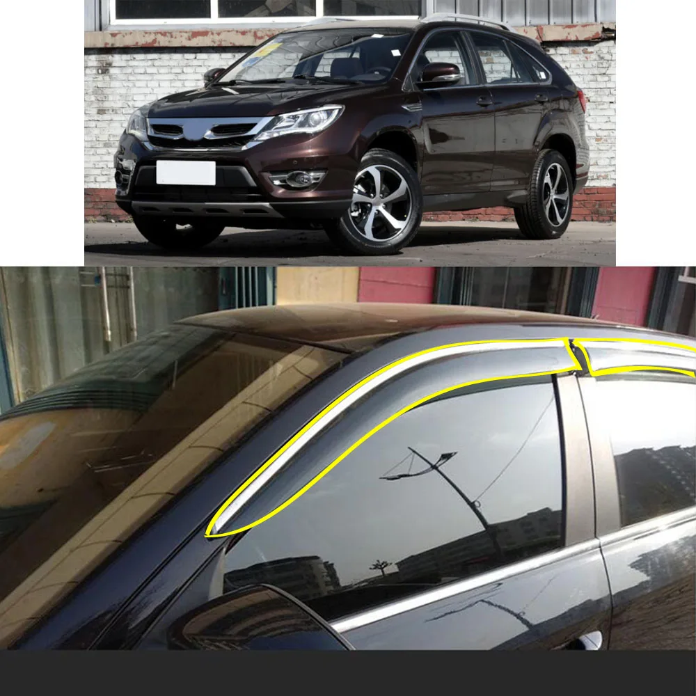 

Car Body Styling Sticker Plastic Window Glass Wind Visor Rain/Sun Guard Vent Parts For BYD S7 2014 2015 2016 2017 2018 2019