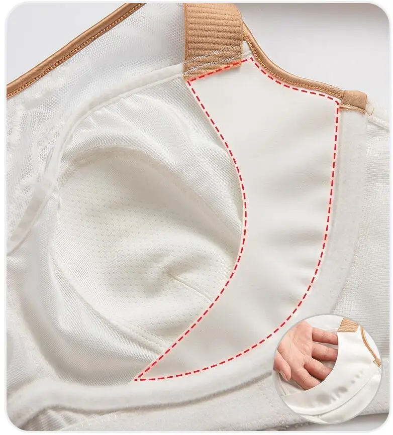 Для женщин полный охват мягкий Minimizer Бюстгальтер кружевной вышивкой