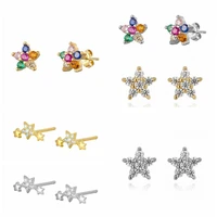 925 silver ear needle exquisite star stud earrings for women colorful crystal earrings korean fashion anniversary party jewelry