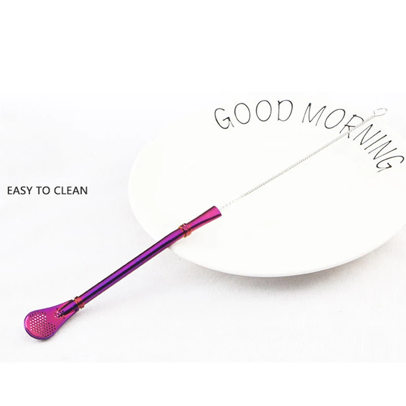 

creative 304 stainless steel Spoon Yerba Tea Filter Straws Spoons coffee milk Rose gold stirring teaspoon Bar Drinks kitchen NEW