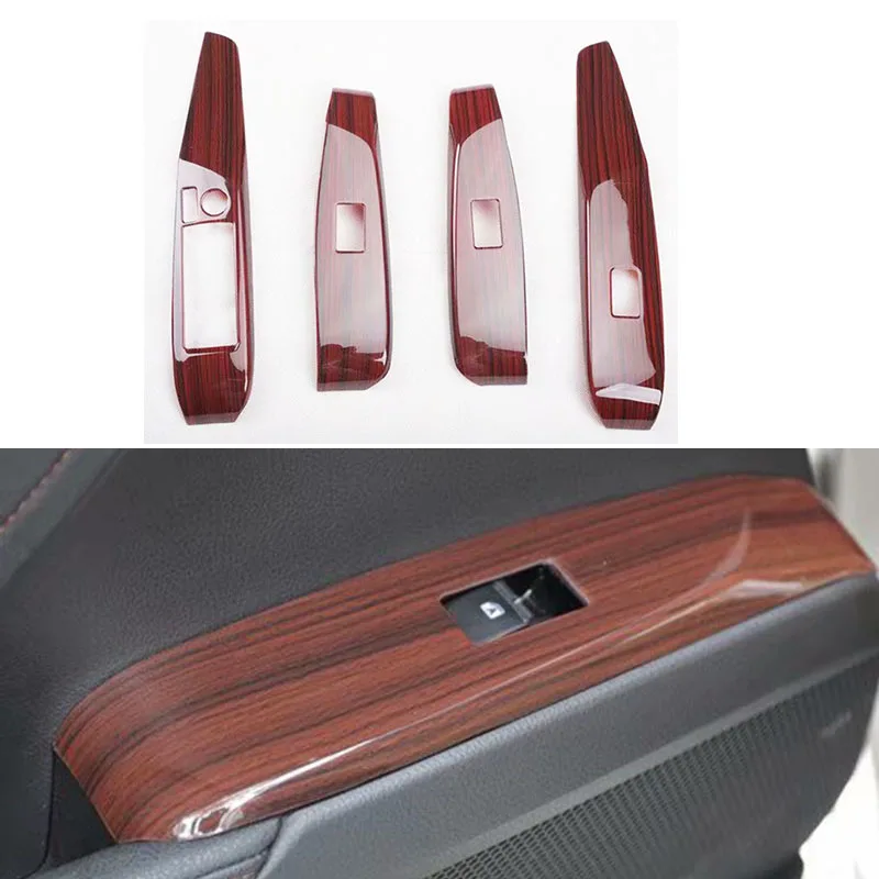 

Wooden Color Window Glass Switch Cover Overlay Trim Panel Chrome Car Styling Accessories For Toyota Camry 2018