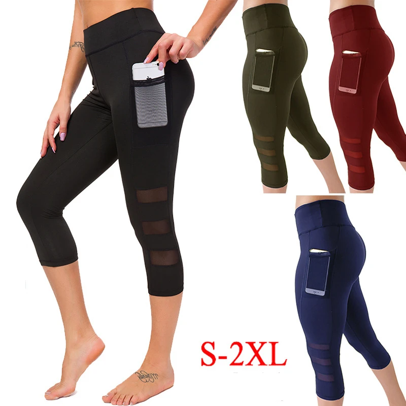

Women Tights Fitness Yoga Calf-Length Pants Running High Waist Cropped Trousers Push Up Bodybuilding Gym Clothing Girl Leggins