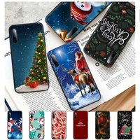 christmas new year black silicone mobile phone cover case for honor 7a pro 7c 10i 8a 8x 8s 8 9 10 20 lite