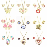 yunkingdom heart butterfly stainless steel jewelry sets for women stud earrings necklaces set random 15 setslot wholesale