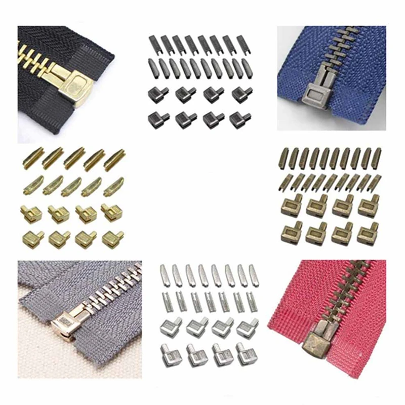 24Set Metal Zipper Repair Kit Head Sliders Retainer Insertion Pin Top Stop Accessories Plug for Sewing Bag Coat | Дом и сад