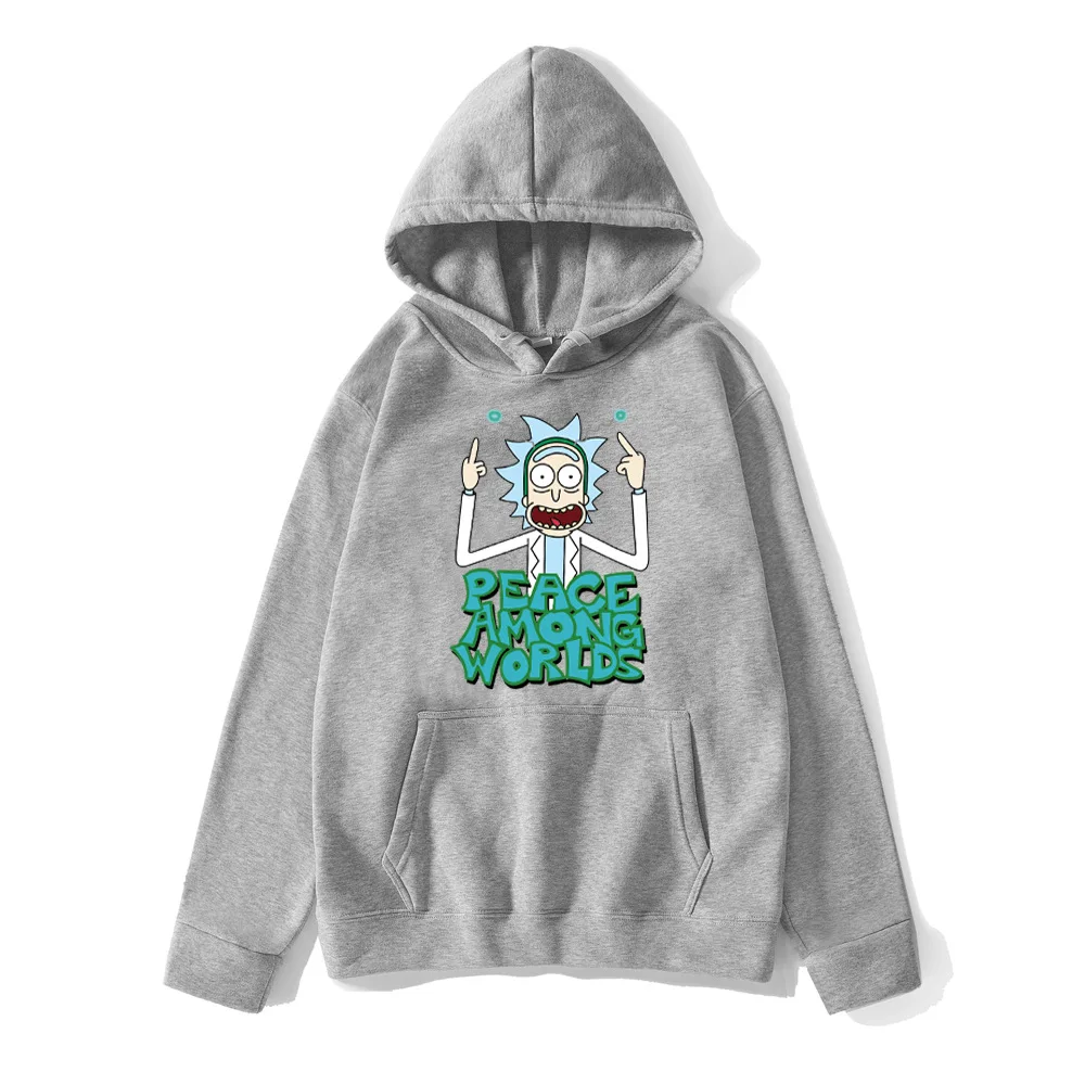 

2021 Spring New Men's Hooded Top Cartoon Anime Pattern Loose Casual Pullovers Solid Color Fashionable Long Sleeve Male Clothes