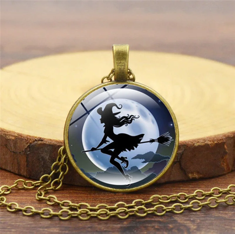 Кулон с изображением ведьмы паука летучей мыши кошки тыквы ожерелье подарок на