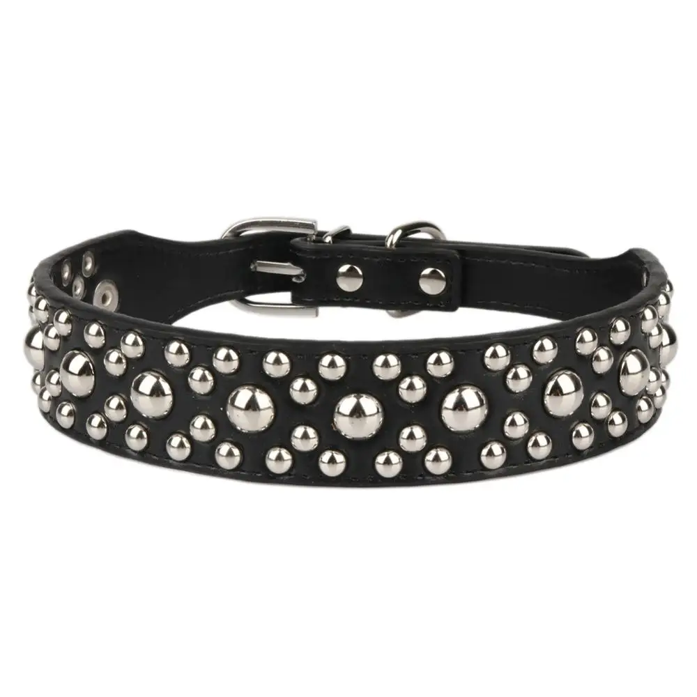Большой Породистая собака воротник круглые заклепки из украшенной шипами ПУ