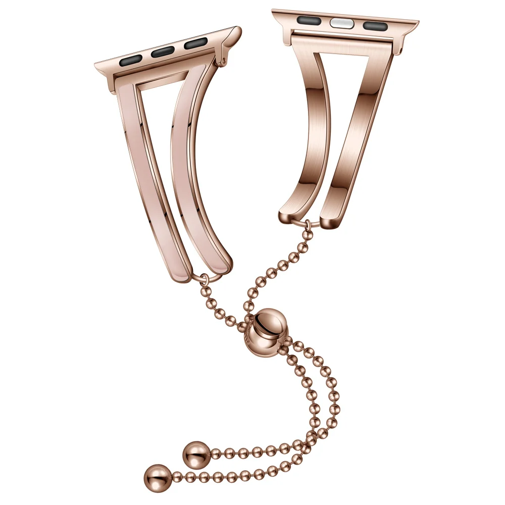 rose-pink Женский ремешок для Apple watch band 38 мм 42 мм iWatch 4 band 44 мм 40 мм браслет из нержавеющей стали Apple watch 4 3 2 1 38/40 ремешок для часов - Цвет ремешка: rose-pink