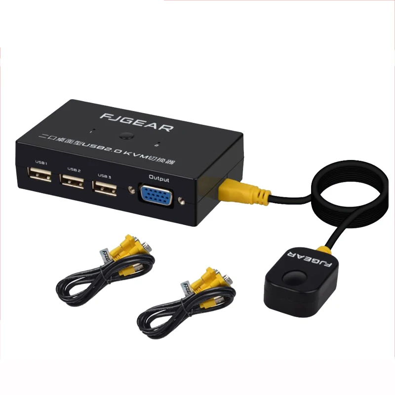 2 порта USB KVM Schalter переключатель коробка VGA Компьютер поделиться Usb мышь клавиатура