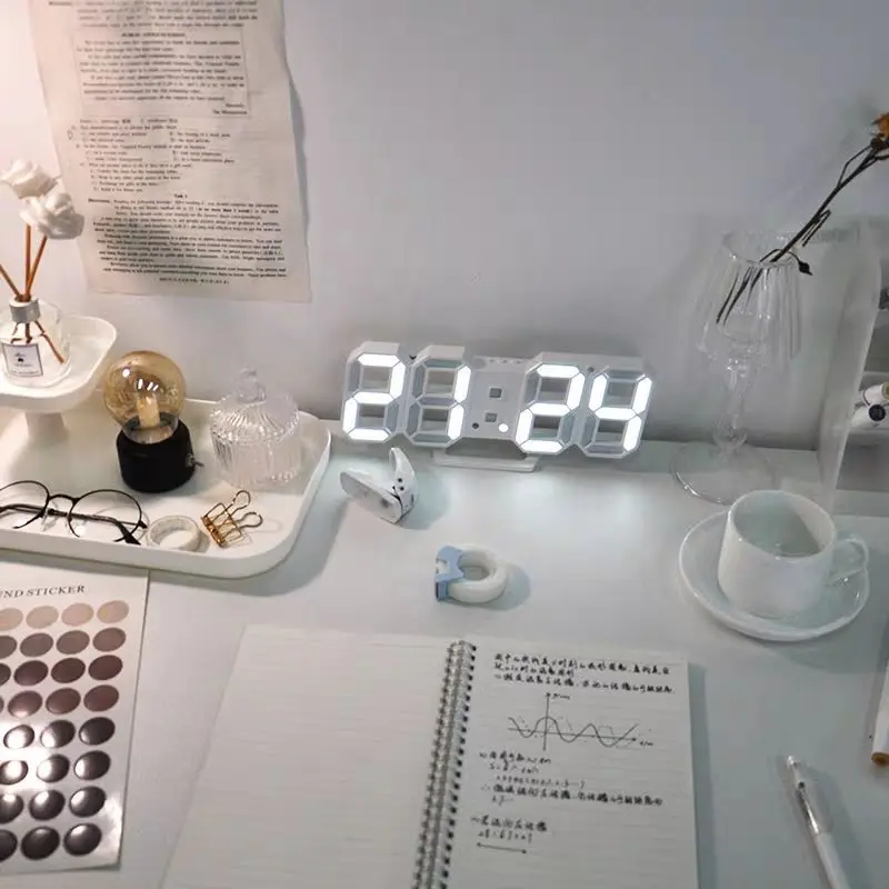 3D stereo clock LED alarm electronic thermometer living room wall digital 3d | Дом и сад