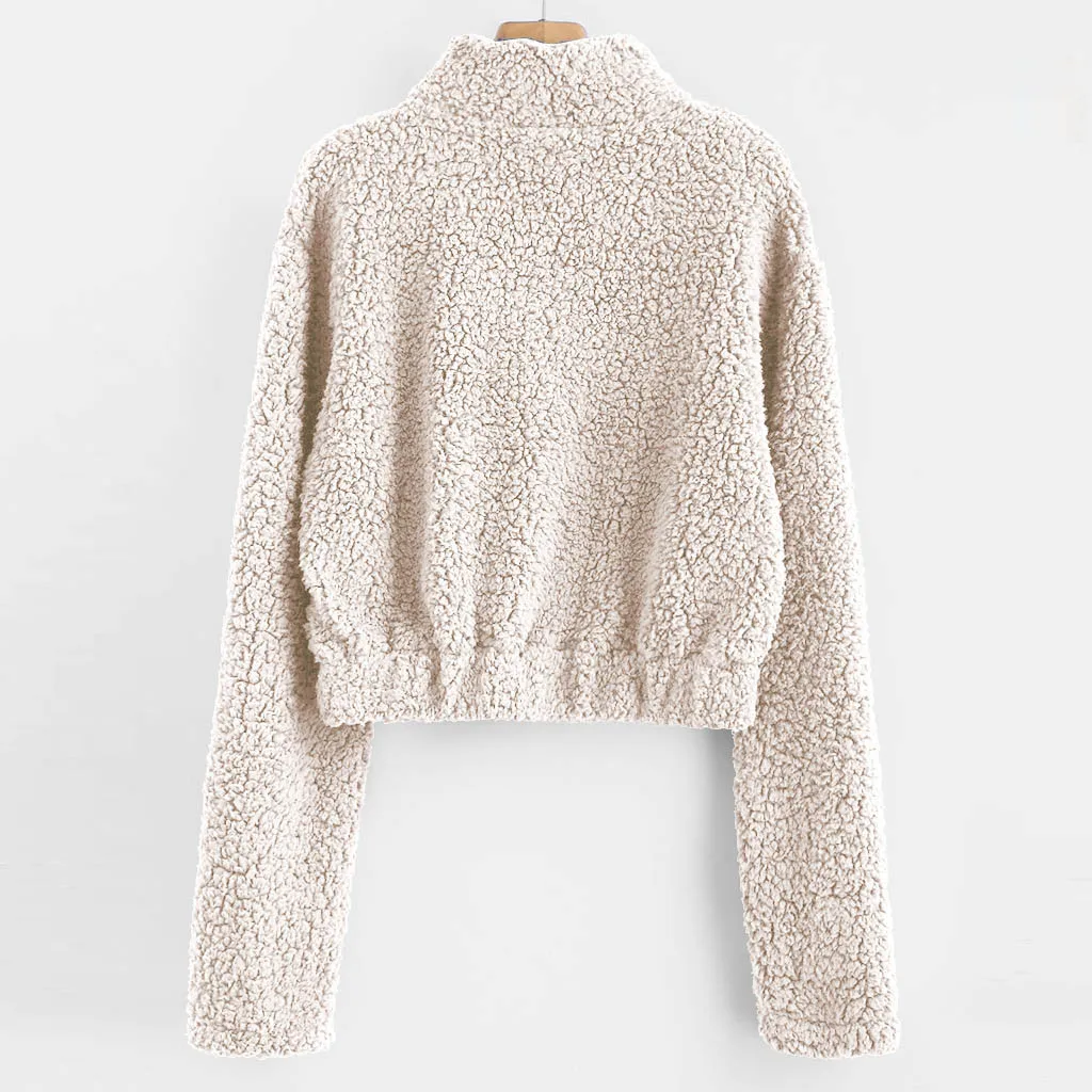 Женский укороченный топ утолщенный флисовый свитшот сексуальный однотонный