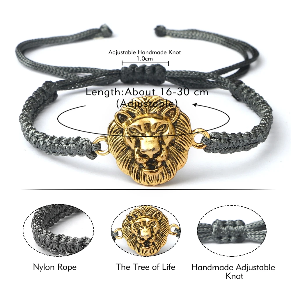 

Vintage String Braided Bracelet Charm Lion Couple Bracelet Women Men Adjustable Bangles Friendship Wrist Chain Jewelry Pulsera