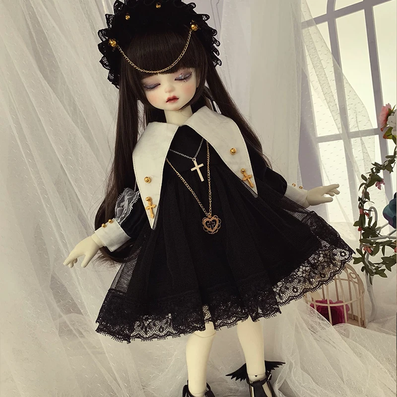 Кукла Одежда 1/6 1/4 кукла платье черное кружевное со шляпой для BJD SD Blyth аксессуары