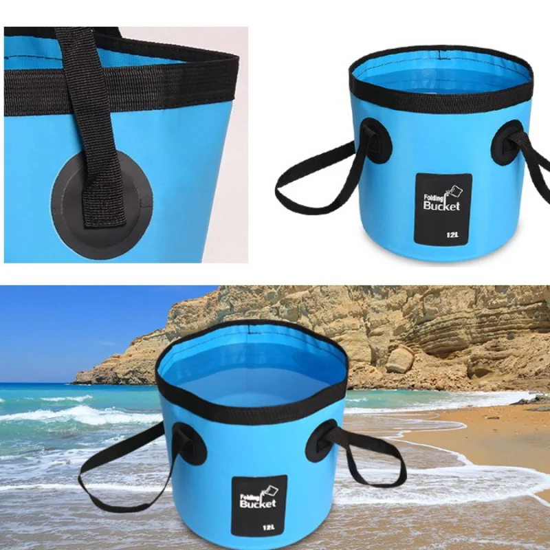 12L Multifunctional Collapsible Folding Fishing Bucket Outdoor Waterproof Water Storage Container Bucket For Camping Hiking Trav
