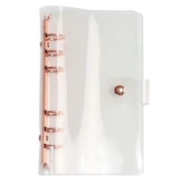 a6 clear pvc binder cover rose gold round ring binders snap button closure loose leaf folders refillable soft personal notebook