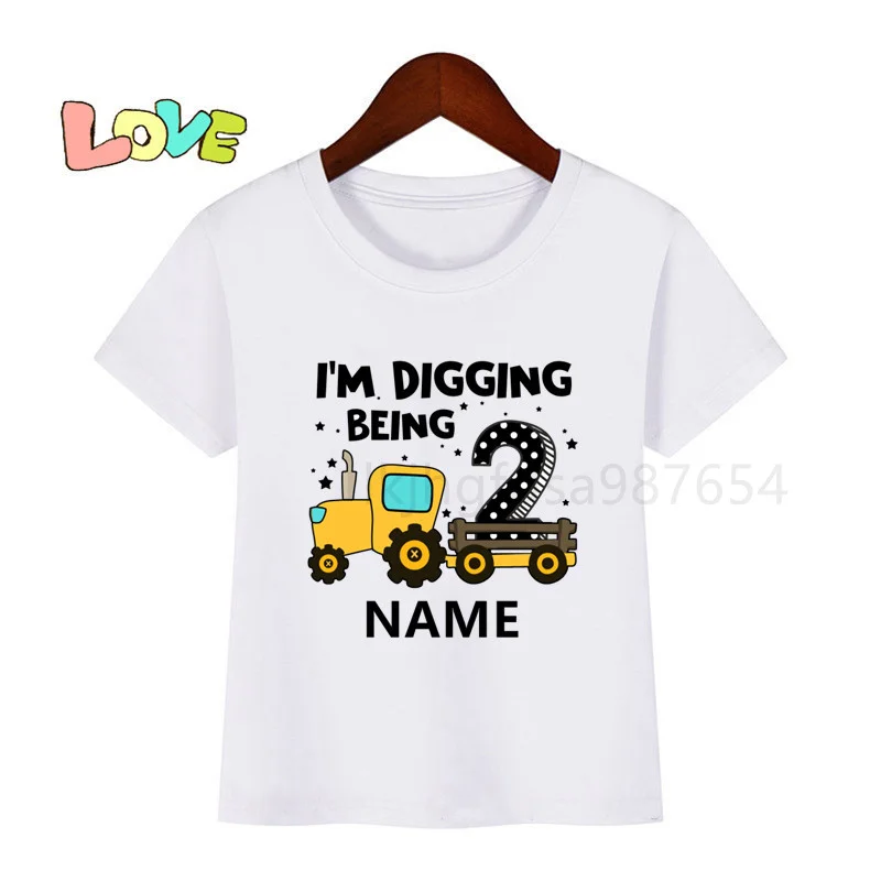 

Boys and Girls Tractor Birthday Number Printed T-shirts 1-9 Boys Cool T-shirts Boys and Girls Funny Gift T-shirts