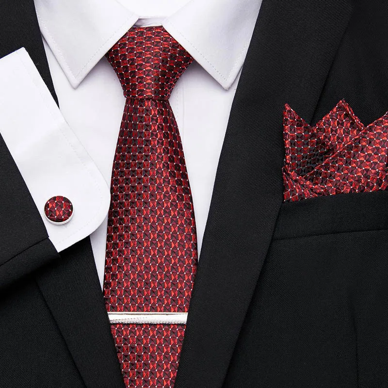 Галстук носовой платок запонки набор зажимов для галстука мужчин формальные