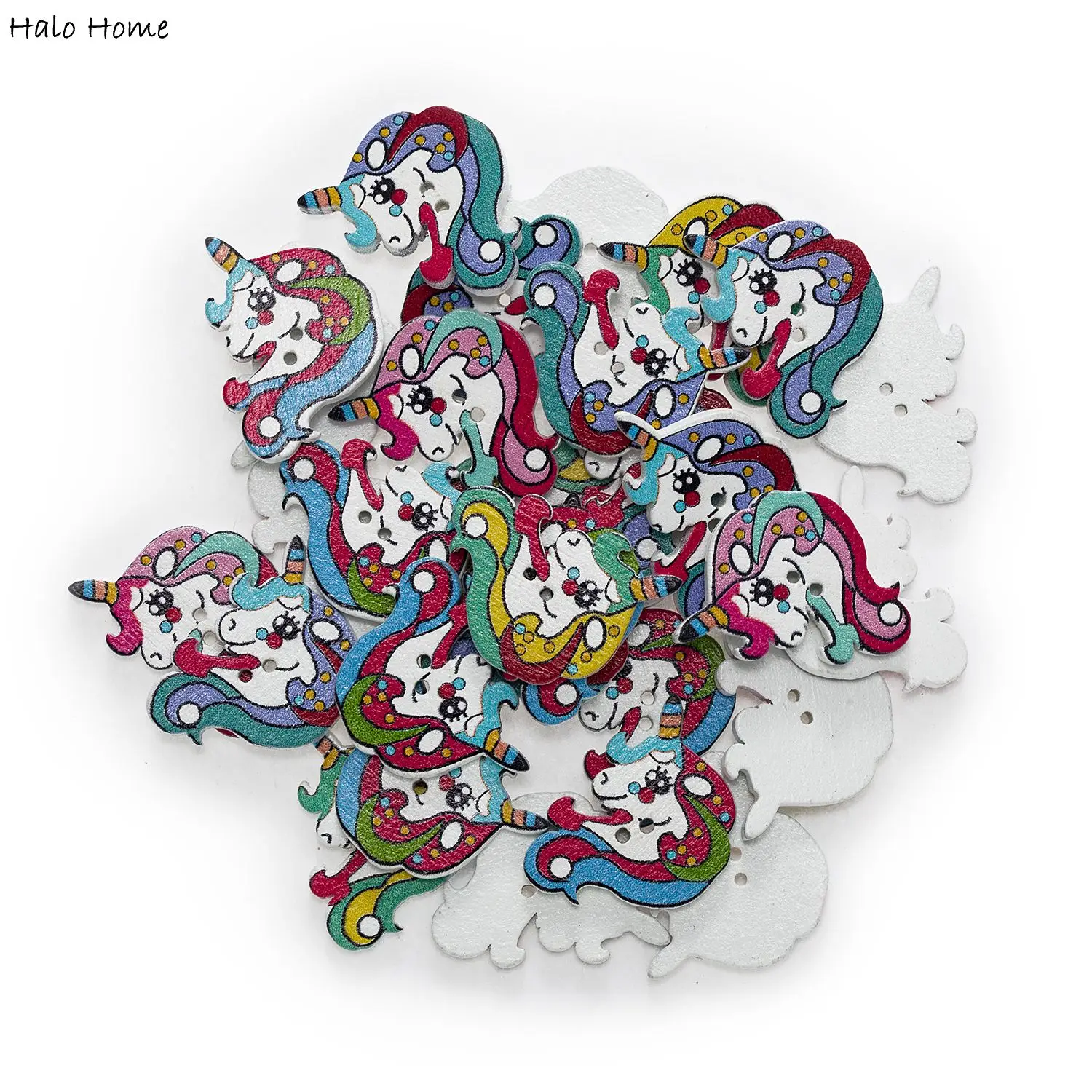 30 шт. Лошадь Единорога из мультфильма серии с деревянными пуговицами пошитые