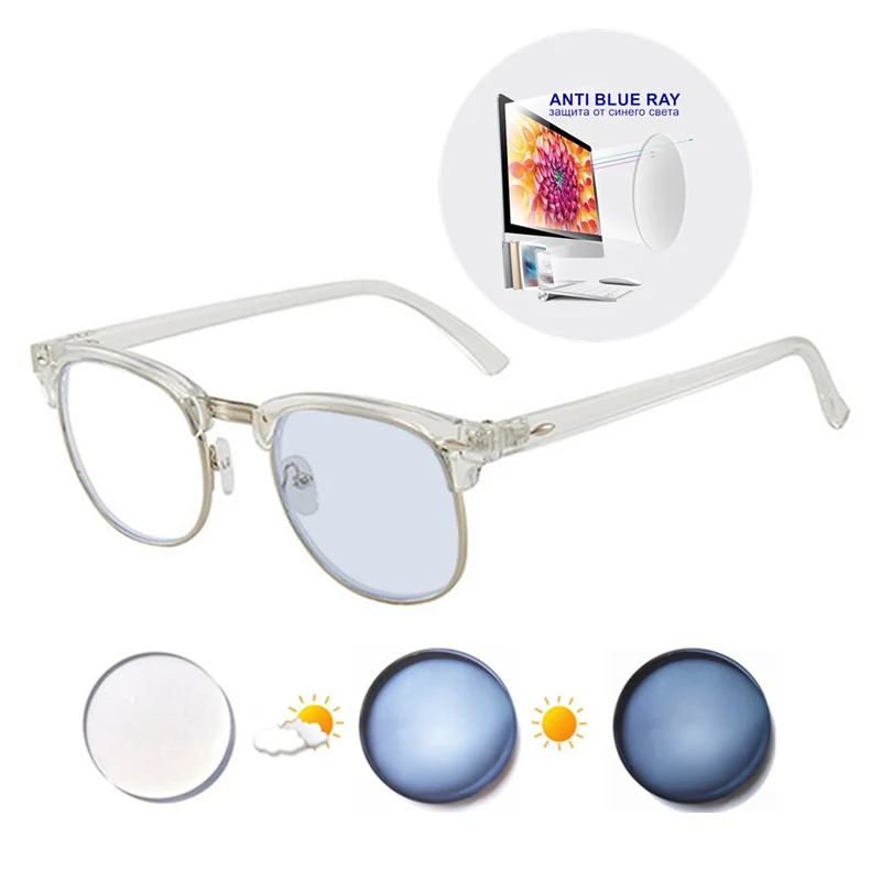 SWOKENCE Очки для близоруких фотохромные и защита от синего света мужчин женщин по